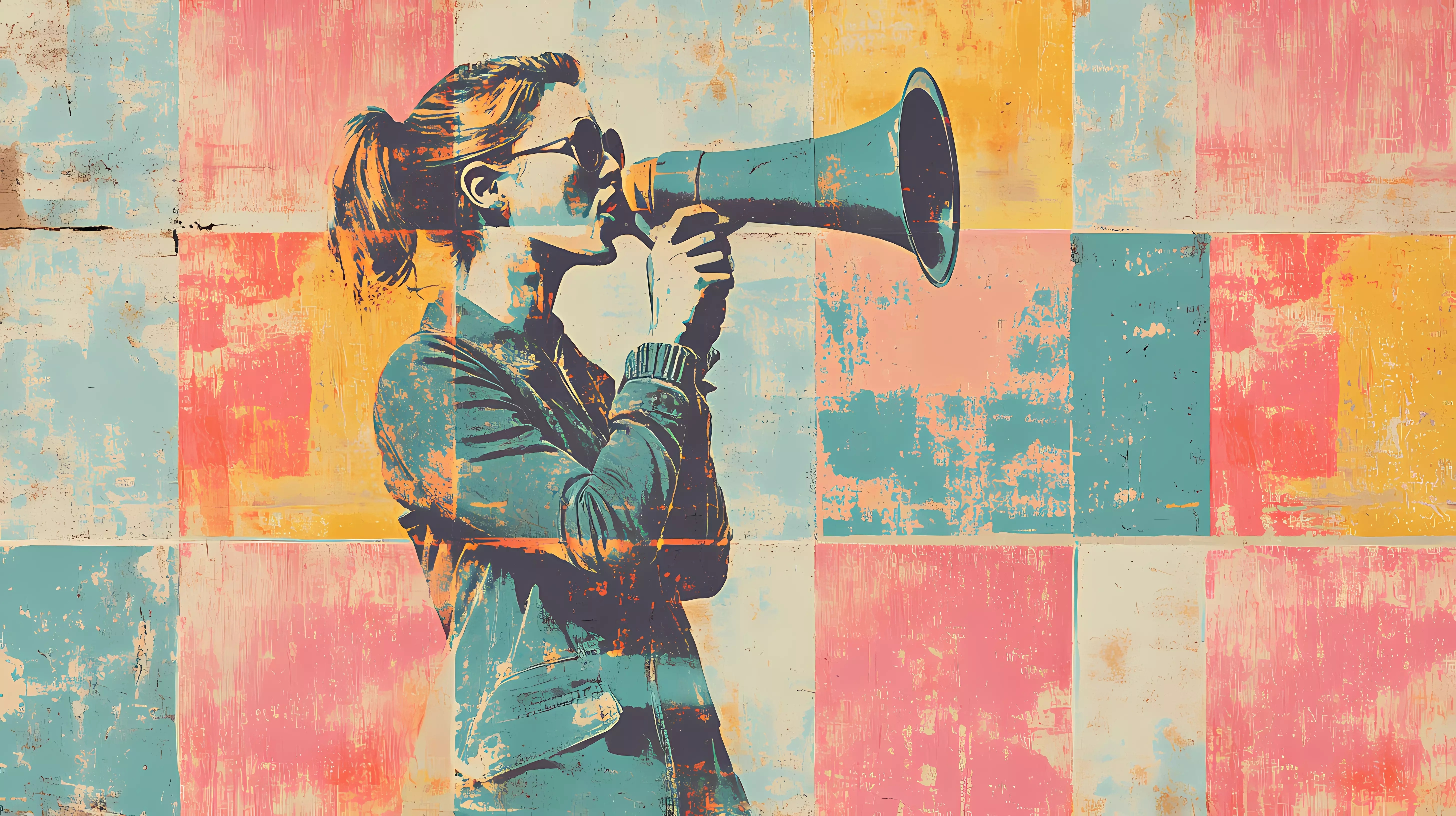 Ankündigungskanal - Frau mit Megaphon